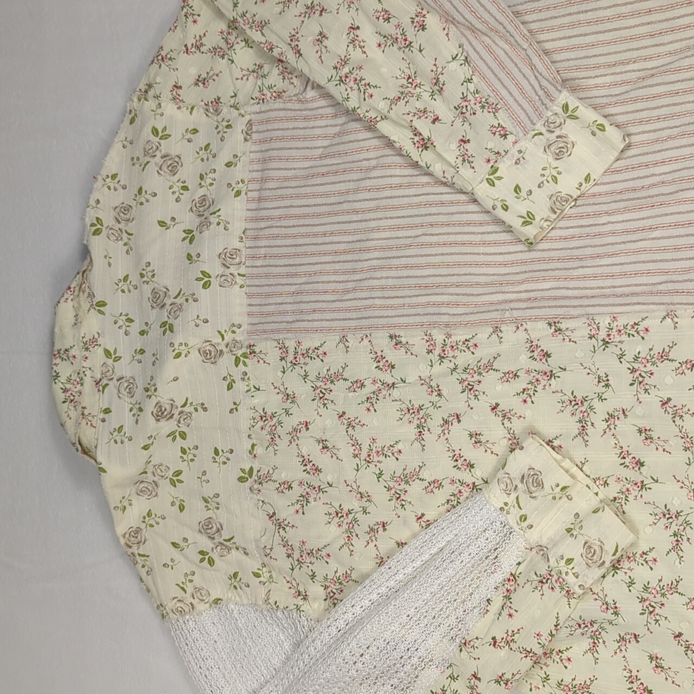 Pol Floral Patchwork Lace Oversize Button Down Bo… - image 4